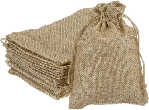 Miniatura 8 de HARFINGTON 10 bolsas pequeñas de arpillera con cordón, bolsa de regalo de 5 x 7 pulgadas, bolsas de joyería para regalos de fiesta de boda, regalos