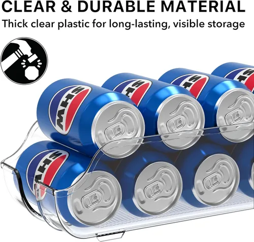 Miniatura 7 de Simple Houseware Organizador y dispensador de latas de soda para refrigerador/despensa, transparente, juego de 4