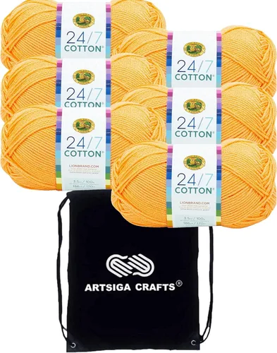 Miniatura 38 de Lion Brand 24/7 Algodón Rosa 761-101 (3 carretes - mismo lote de tinte) Hilado medio #4 de algodón para crochet y tejer con bolsa de proyecto