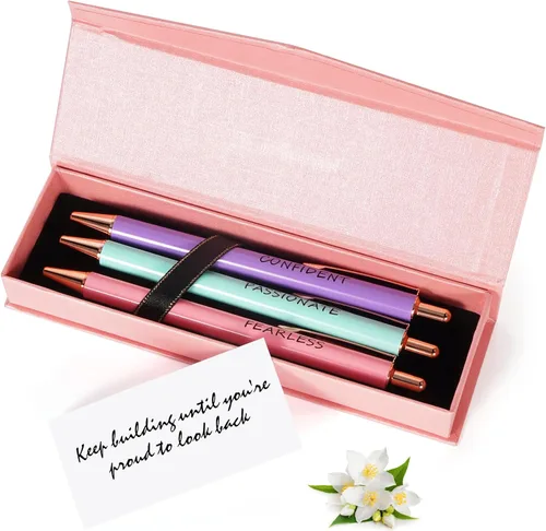 WY WENYUAN Bolígrafos de regalo de agradecimiento para mujer, juego de bolígrafos retráctiles con tinta negra de secado rápido, regalos de
