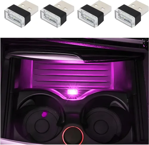 Miniatura 12 de Dickno 7 PCS Lámpara de Ambiente Interior de Coche LED USB, Mini Luz Nocturna LED Portátil, Kit de Iluminación Ambiental de Maletero con Interfaz