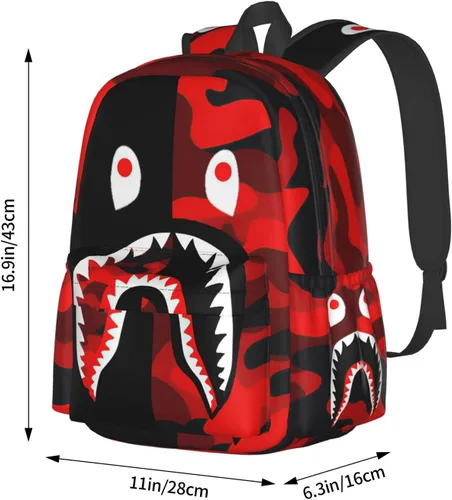 Miniatura 5 de Vkaxopt Mochila con dientes de tiburón, mochilas camuflaje, mochila de viaje para portátil, mochila de gran capacidad, bolsa de libros, moda