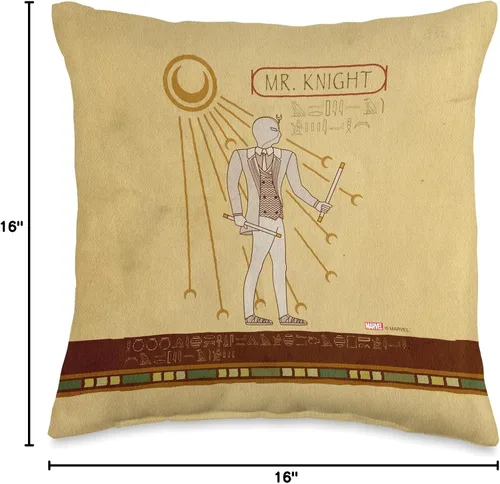 Miniatura 4 de Marvel Moon Mr. Knight - Almohada de jeroglíficos egipcios, 16 x 16 pulgadas, multicolor