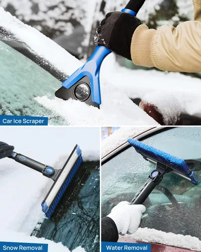 Miniatura 4 de JOYTUTUS Cepillo de nieve extensible de 47.7 pulgadas y raspador de hielo, cepillo rascador de nieve giratorio de 270° para parabrisas de automóvil