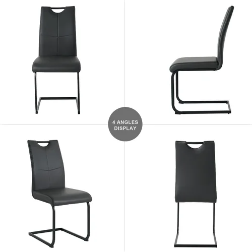 Miniatura 7 de Henf Juego de mesa de comedor de 5 piezas para 4, mesa de comedor rectangular de 51 pulgadas y 4 sillas de comedor de poliuretano gris carbón, mesa