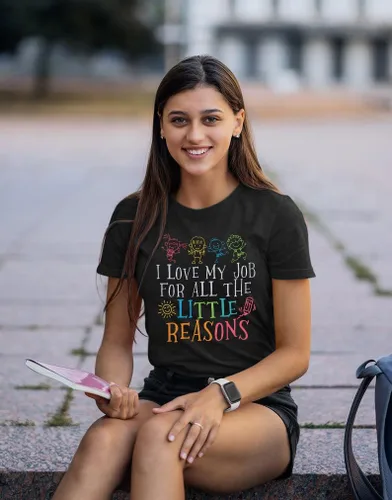 Miniatura 5 de Camisetas de profesor para mujer con texto en inglés "I Love My Job for All The Little Reasons", camisetas divertidas para enseñar, regalo