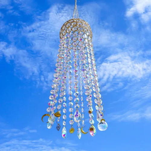Miniatura 5 de Campanillas de Viento de Candelabro de 16.7", Atrapasol de Cristal Colgante para Ventana, Atrapasoles de Color AB, Prisma de Cristal Creador de Arco