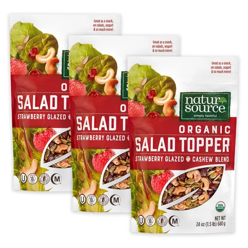Miniatura 9 de NaturSource Ensalada orgánica de anacardo glaseado con fresa, aderezos para ensaladas, semillas y arándanos, crujientes, semillas mixtas, avena