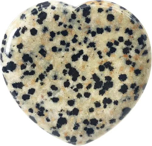 Fekuar Piedra natural de jaspe de dálmata, piedra de preocupación para el pulgar, tallada a mano, cristal curativo en forma de corazón, piedra para