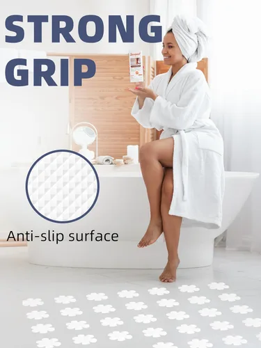 Miniatura 3 de Secopad - Adhesivos antideslizantes para bañeras, peldaños de seguridad para la ducha, apliques adhesivos con raspador premium (blanco)