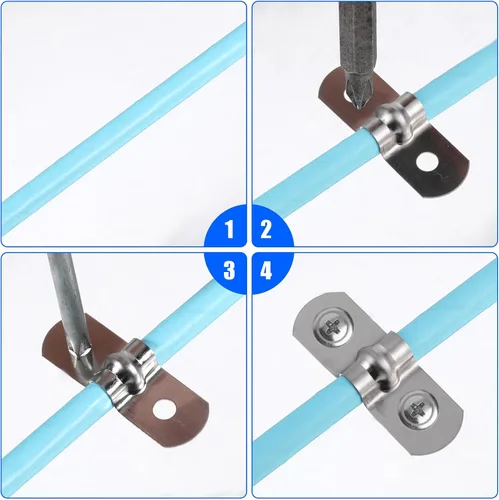 Miniatura 5 de 50 piezas de 1/4 de pulgada con dos agujeros de correa en U, abrazadera rígida M5 para tubería de acero inoxidable, abrazadera de conducto