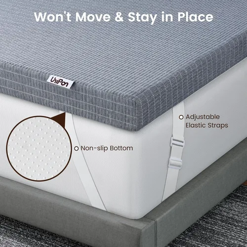 Miniatura 2 de Extra Firm Queen Mattress Topper 3 Inch with Cooling Gel & Bamboo Charcoal,Firm Queen Memory Foam Mattress Topper for Pain Pressure Relief