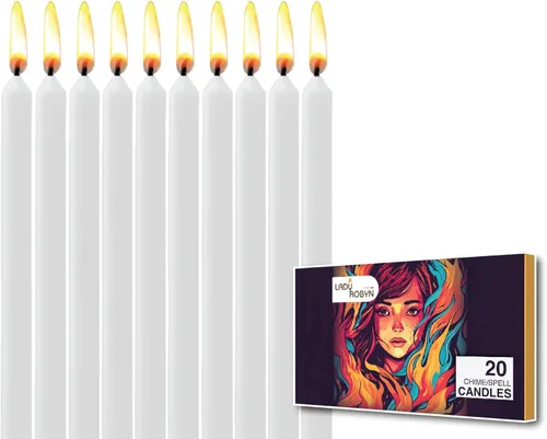 Miniatura 14 de Juego de 20 velas cónicas de color sólido, velas de cera de parafina sin goteo de 4 pulgadas con mecha de algodón, ideal para bodas, shabat, Rojo