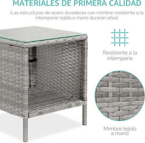 Miniatura 5 de Best Choice Products Juego de 3 piezas de mimbre para conversación al aire libre, muebles de patio que ahorran espacio para jardín con mesa