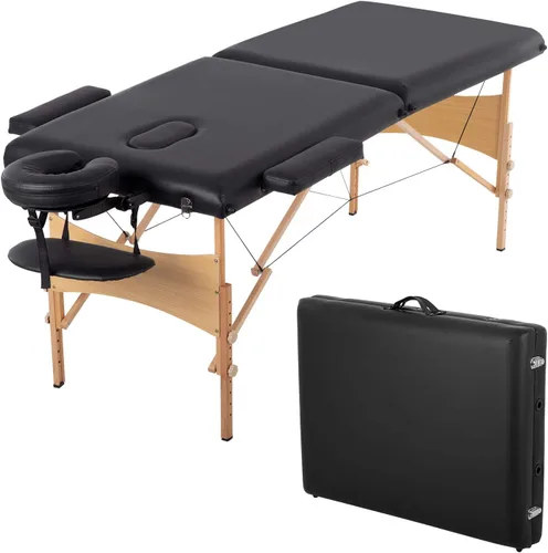 Miniatura 10 de Mesa de masaje portátil, cama de masaje para spa de altura ajustable, 77 pulgadas de largo x 28 pulgadas de ancho, plegable en 2, hecha