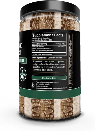 Miniatura 2 de Pure Original Ingredients Extracto de corteza de pino (730 cápsulas) sin magnesio o rellenos de arroz, siempre puro, verificado por laboratorio
