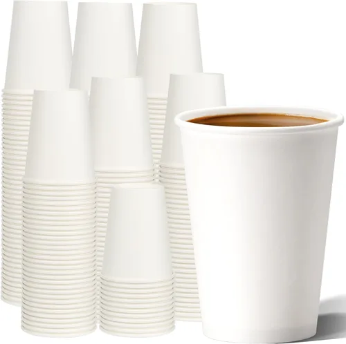 Miniatura 16 de METAPRINT 500 unidades de 12 onzas tazas de papel desechables para café, tazas de papel blancas para café caliente para cafeterías, bistrós, fiestas