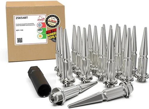 Miniatura 27 de Wheel Accessories Parts 20 tuercas de llanta M14x1.5 14x1.5 rosca OEM estilo fábrica 1.8 pulgadas de largo cromadas 7/8 pulgadas 0.866 in Cromado