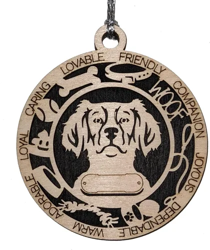 Miniatura 118 de Adorno de Navidad personalizado de madera para perro de 3 pulgadas, nombre y texto personalizables, hecho a mano en Estados Unidos, diseño de corte