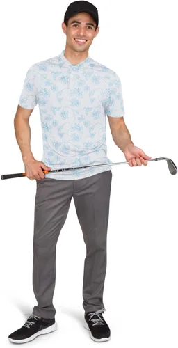 Miniatura 4 de Three Sixty Six Polo de golf sin cuello para hombre, ligero, absorbe la humedad y tela elástica