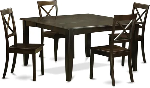 Miniatura 12 de East West Furniture PFBO9-CAP-W Juego de mesa de comedor moderno de 9 piezas, incluye una mesa cuadrada de madera con hoja de mariposa y 8 sillas