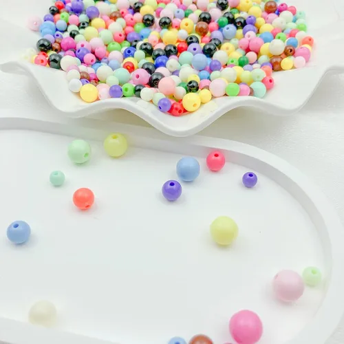 Miniatura 4 de 400 cuentas redondas de acrílico pastel de 0.315 pulgadas (0.315 in), cuentas espaciadoras de color caramelo, cuentas de resina de plástico para 306