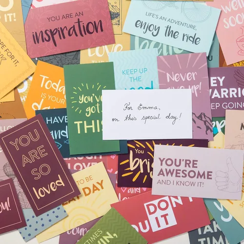 Miniatura 3 de DIVERSEBEE Paquete de 60 tarjetas motivacionales surtidas, minitarjetas inspiradoras y de bondad, juego de tarjetas de aliento de gratitud con 60