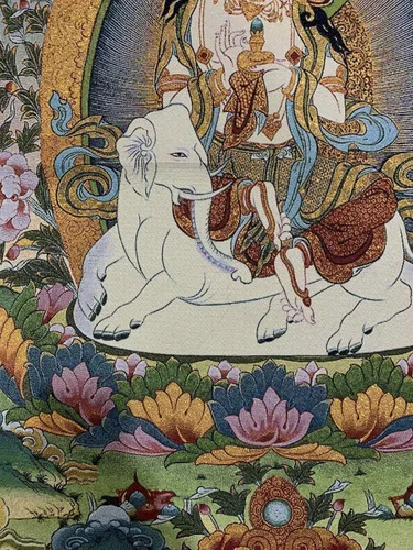 Miniatura 5 de Budismo tibetano Thangka Samantabhadra Guanyin Tangka Fengshui mural colgante de pared para decoración del hogar, tapiz de meditación