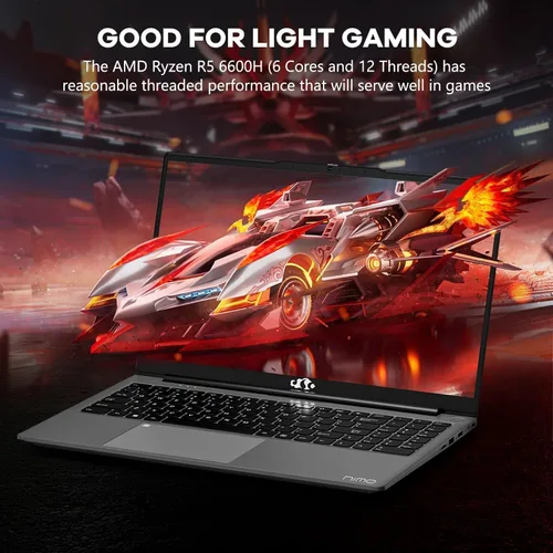 Miniatura 3 de NIMO Portátil para juegos IPS FHD de 15.6 pulgadas, AMD Ryzen 5 6600H 16GB DDR5 RAM 512GB SSD (Beat i5-1335U, 6 núcleos hasta 4.5 GHz) AMD Radeon
