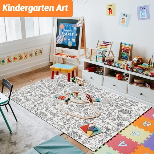 Miniatura 6 de Wiooffen 2 pósteres gigantes de Acción de Gracias para colorear de 82 x 47 pulgadas para niños, papel de otoño grande en color en papel, cubierta