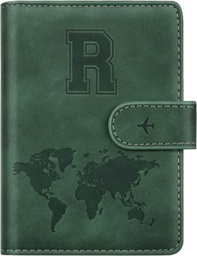Miniatura 37 de Funda para Pasaporte Personalizada con Letra de la A a la Z, Billetera de Viaje con Bloqueo RFID, Funda para Pasaporte, Estuche para Pasaporte