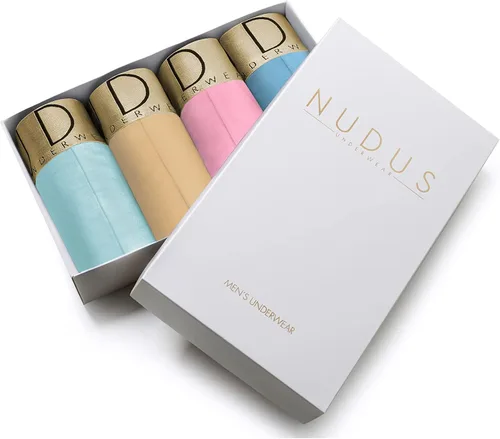 Miniatura 2 de NUDUS Ropa interior de bambú de 2 bolsas para hombre, paquete de 4 calzoncillos tipo caja de regalo, calzoncillos tipo bóxer