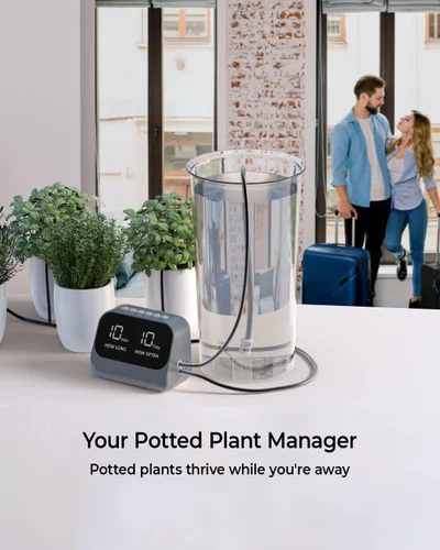 Miniatura 6 de Riego automático para plantas en maceta, utilizando un temporizador programable inteligente, cuenta con una pantalla LED impermeable, una batería