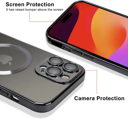 Miniatura 3 de OOK Funda para teléfono hecha para iPhone 15 Pro Max (6.7 pulgadas) con protector de lente de cámara (compatible con MagSafe), antiarañazos, a