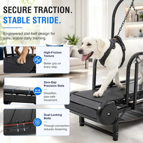 Miniatura 7 de Non-Motorized Dog Treadmill for Large/Medium Dogs with Pedometer, Wide Running Slatmill, Self-Powered with Brake, 5-Level Incline, Heavy Duty