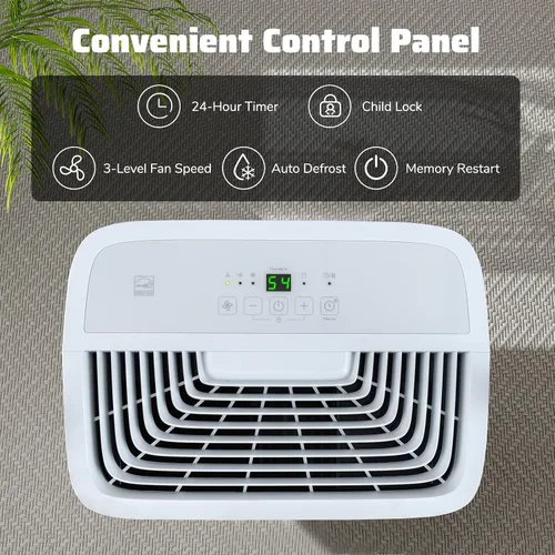 Miniatura 6 de COSTWAY Deshumidificador Energy Star de 65 pintas, 5000 pies cuadrados, deshumidificador portátil grande para sótanos con 2 modos y 3 velocidades