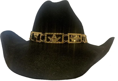 Miniatura 4 de GENUINE TEXAS BRAND Sombrero de oro masónico con joyas, Oro