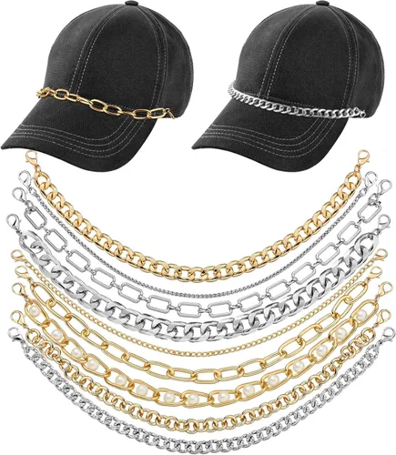 Miniatura 12 de Geyoga 9 unidades de cadenas para sombrero de camionero, dijes de sombrero de camionero para mujeres y hombres, decoración de billetes, cadena