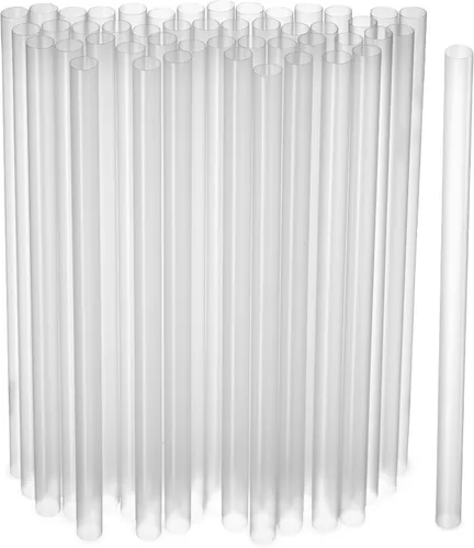 Pajitas para batido grandes, transparentes, desechables, de boca ancha, grandes, 9 pulgadas de alto/alto, paquete de 100 Claro