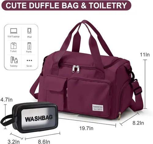 Miniatura 3 de Pequeña bolsa de gimnasio para mujer, bolsa de viaje con compartimento para zapatos