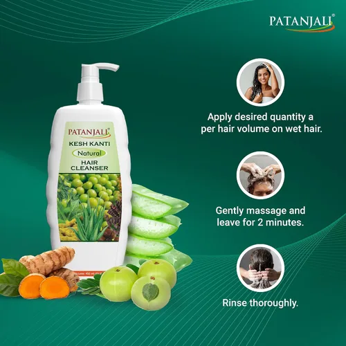 Miniatura 4 de patanjali Kesh Kanti Champú natural de 15.21 onzas líquidas Limpiador ayurvédico de hierbas con amla, shikakai, neem y aloe vera Limpia