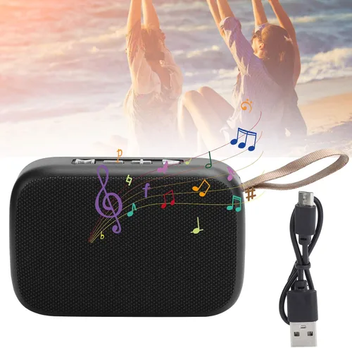 Miniatura 4 de Altavoz Bluetooth4.2, subwoofer estéreo de sonido de alta fidelidad, reproductor de música portátil USB, con radio FM, llamadas de manos, para Negro