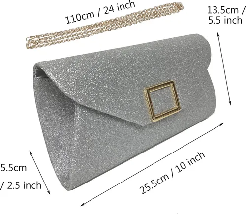 Miniatura 3 de sioglam Bolso de mano de noche con purpurina para mujeres y niñas, bolsa de baile de graduación, cóctel, fiesta, boda, noche
