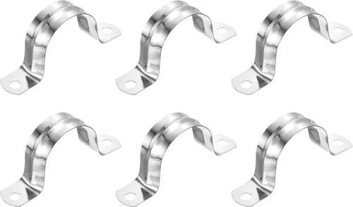 Miniatura 32 de uxcell 6 correas rígidas de tubo, 4.331 in (4.33 pulgadas) 201 de acero inoxidable 201 con 2 agujeros en forma de U, abrazaderas de tubo para fijar