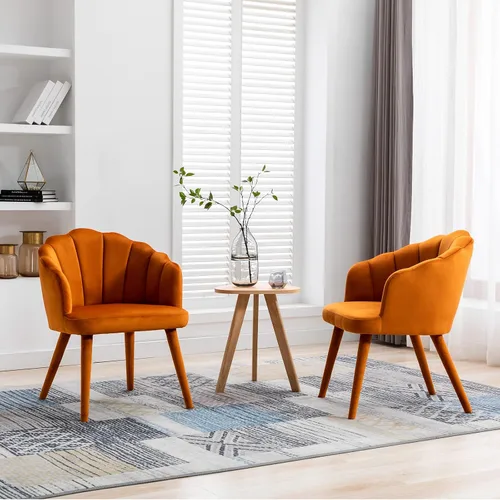 Miniatura 5 de chairus Juego de 2 sillas de comedor de terciopelo, modernas tapizadas de mediados de siglo, cómodos sillones decorativos para dormitorio, cocina
