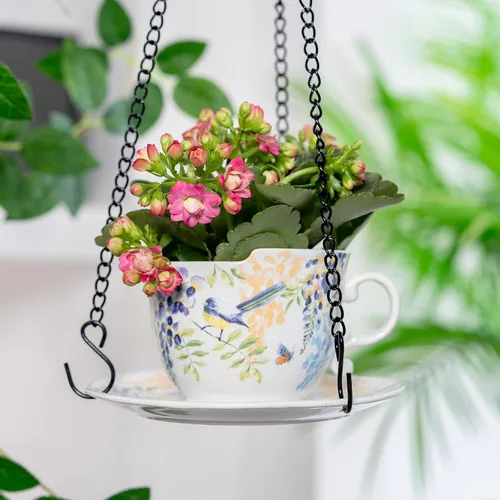Miniatura 8 de TEATALK Macetas colgantes para plantas de interior, maceta colgante de 6.3 pulgadas con cadena, cestas colgantes para plantas al aire libre, macetas