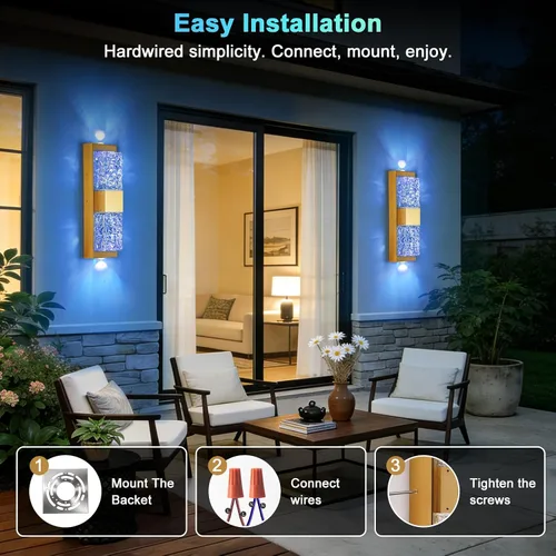 Miniatura 6 de Lámpara de pared inteligente para exteriores, lámpara exterior que cambia de color RGB, iluminación de pared exterior de carcasa de metal, luces