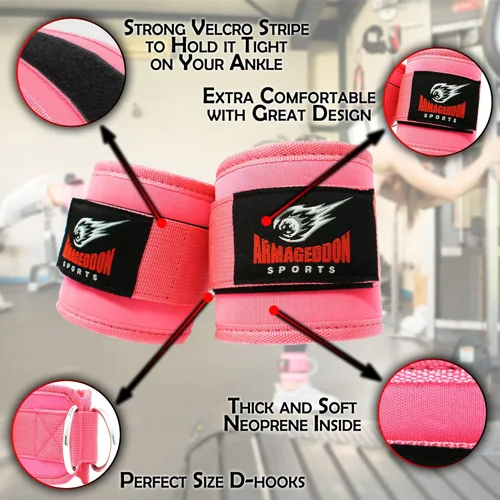 Miniatura 5 de ARMAGEDDON SPORTS Par de correas de tobillo de calidad dobles en D para fijación de máquinas de cable, tobilleras para equipo de entrenamiento