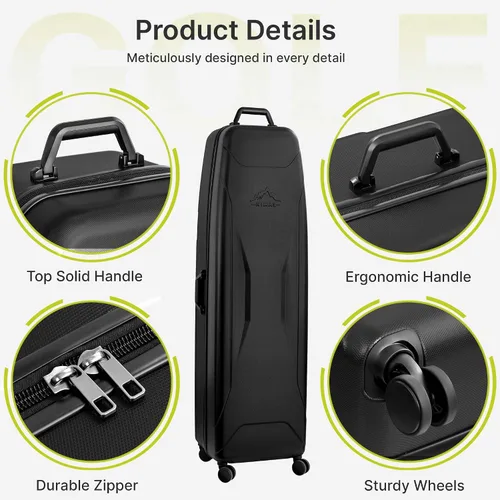 Miniatura 6 de UNIHIMAL Funda rígida de viaje de golf con ruedas, diseño de carcasa rígida de PC, impermeable, duradera y de gran capacidad, funda de viaje de golf