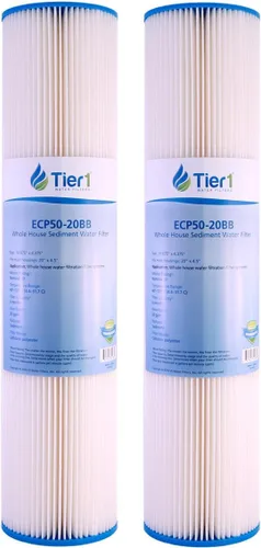Miniatura 16 de Tier1 Filtro de agua de 30 micras de 20 x 4.5 pulgadas Filtro de agua de sedimentos para toda la casa Cartucho de poliéster plisado Reemplazo